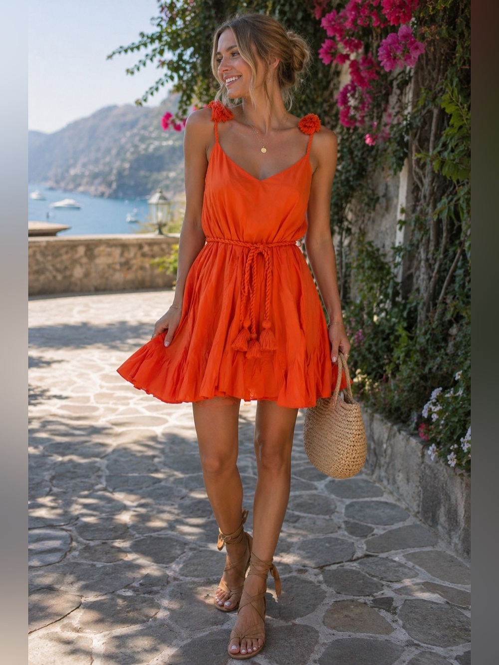 Rhode Casey Orange Mini Dress Small Boho Resort Vacation Summer